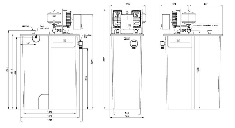 Lowara Resvari Plus D 750 3-3 Variable Speed Booster Set 240v
