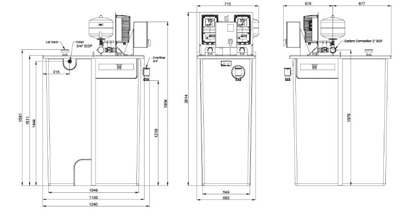 Lowara Resvari Plus D 750 3-5 Variable Speed Booster Set 240v