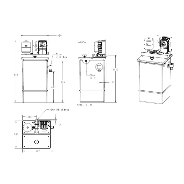 Lowara Resvari Plus S 250 3-3 Variable Speed Booster Set 240v